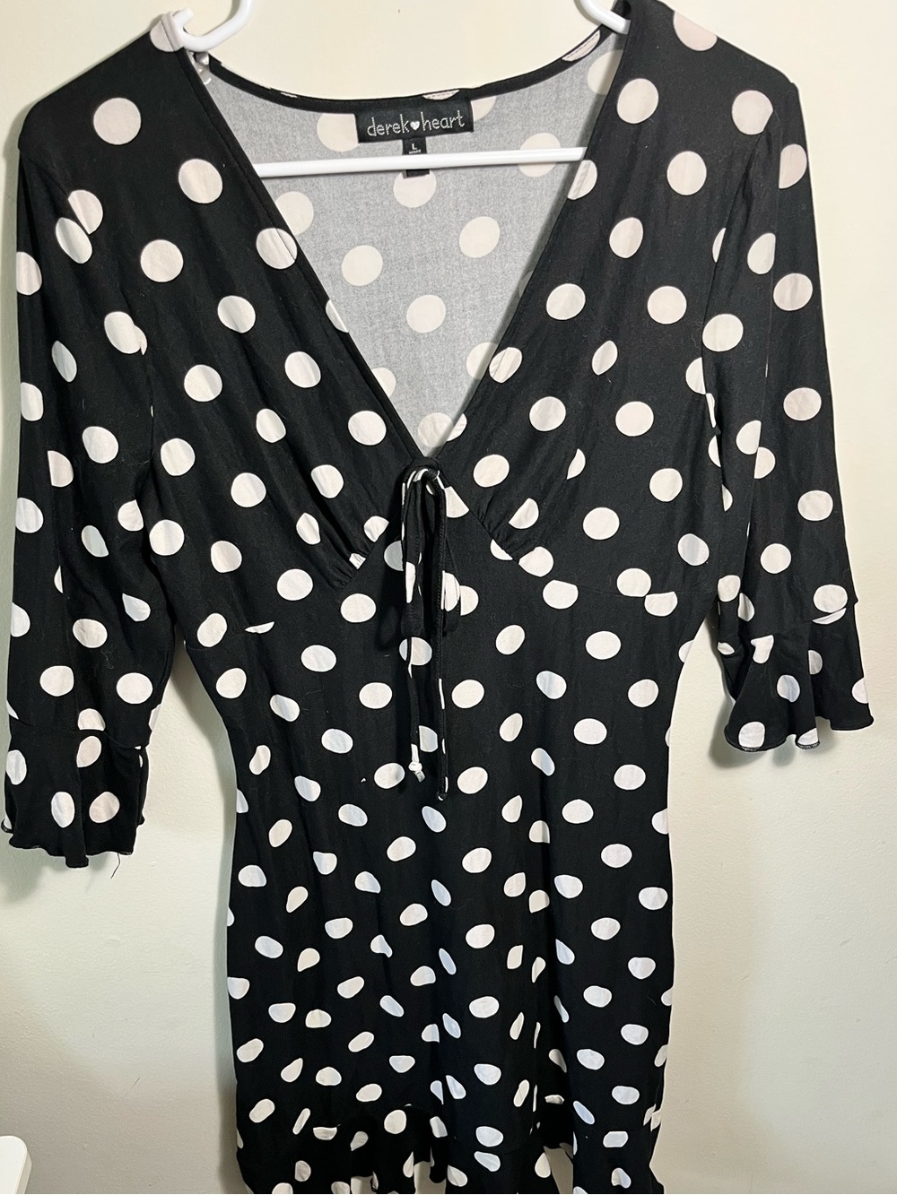 Black and White Polka Dot Tie-Front Dress